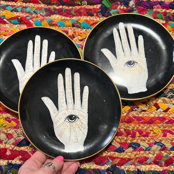 Spell Other - Spell Black & Gold Palmistry Decorative Dinner Plates (Set of 3)